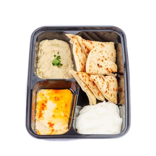 Pita Sampler ( Hummus, Baba Ghanoush, Pita and Garlic sause)
